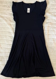 Vestido Ann Taylor Factory Azul Marino Acampanado Manga Acampanada Nuevo con Etiquetas Para Mujer Talla Pequeña” - Imagen 1 de 6