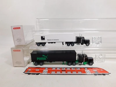 2X Wiking H0 1:87 US Truck Peterbilt 527 01 39 527 02 30 Puma TOP+Box #DX245-0,5 - Immagine 1 di 4