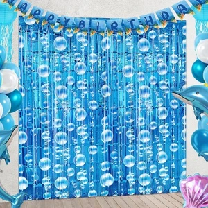 Under The Sea Party Decorations, 2 Pcs Blue Bubble Garland Streamers Tinsel Foil - Picture 1 of 6