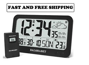 DALSHABET Atomic Clock with Indoor Outdoor Temperature, Digital Alarm Clock