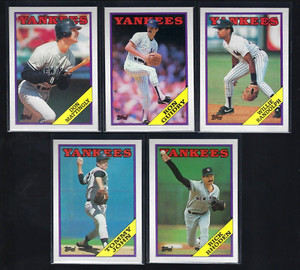 1988 Topps New York Yankees 5 lot - Mattingly, Guidry, Randolph, John, Rhoden