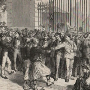 Paris - Recrutement de la rue Saint-Dominique - Gravure de presse 1870 - Bild 1 von 2