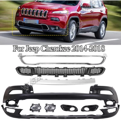 New Front Bumper Fit 2014-2015-2016-2017-2018 Jeep Cherokee Assembly Complete - Imagem 1 de 4