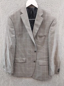 Michael Kors Men's Size 44L Wool Plaid Print Two Button Blazer Jacket Gray - Picture 1 of 6