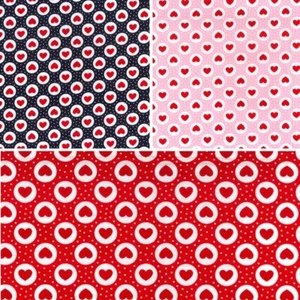 100% Cotton Poplin Fabric Rose & Hubble Love Hearts Spots Polka Dots - Picture 1 of 3
