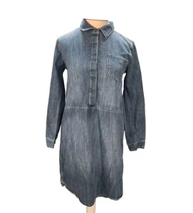 Old Navy Girls Denim Shirt Dress Size XL (14) Collared Button Up Front Pocket - Picture 1 of 10