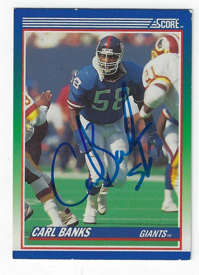 Autographed CARL BANKS New York Giants 1990 Score Football Card #91 w/COA - Image 1 of 1