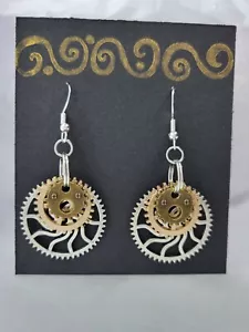 Steampunk Gear Ohrringe mit Edelstahl Ohrhaken - Bild 1 von 3