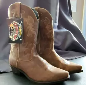 Masterson Men's Brown Leather Country Western Cowboy Boots SZ 10 EW EXTRA WIDE - Picture 1 of 7
