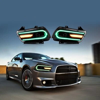 VLAND RGB LED Headlights Fit Dodge Charger 2011-2014 RGB DRL Plug-and-play - Image 1 of 4