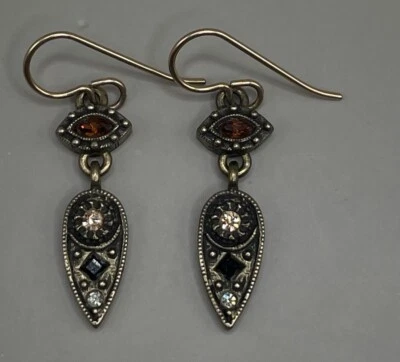 Patricia Locke Women’s Earrings Pierced Gold Plated Swarovski Crystals 1.5” - Image 1 of 4