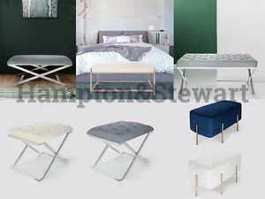 NEW Multi-Purpose Elegant Velvet Stainless Moden Steel Bench Stool Seat - Picture 1 of 35