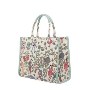 Signare Alice In Wonderland Tapestry City Handbag Shoulder Grab Bag Cream Green - Picture 1 of 9