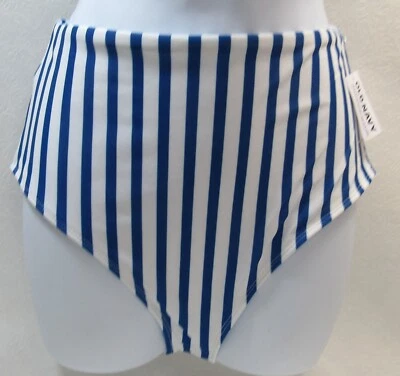 Traje de baño parte inferior azul marino antiguo para mujer cintura alta corte francés talla S nuevo a rayas Foto 1 de 4