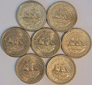 BAILIWICK OF JERSEY / 1998 Pound Resollute 1877 Ship Lot of 7 Coins !!! - Picture 1 of 2