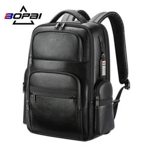 BOPAI Genuine Leather Backpack Cowhide Bag Casual Leather Laptop Backpack Luxury - Picture 1 of 13