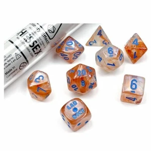 Juego de 7 troqueles Chessex BOREALIS ORO ROSA/AZUL CLARO LUMINARIA POLIÉDRICA CHX30045 - Imagen 1 de 3