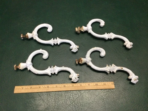 Lot of 4 Antique Victorian Cast Iron Hall Tree Hooks Cover
