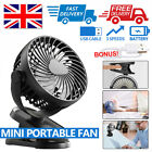 2X Clip On Fan 3 Speed USB Rechargeable Mini Cooling Desk Baby Stroller Portable