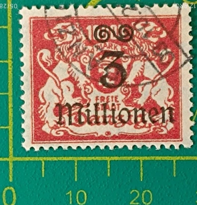 格但斯克邮票 1923 年,丹齐格-3mil m on 10000 米 玫瑰,WMK。 109,香水 14, 二手 — 第 1/4 张图片