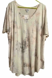 LuLaRoe 2XL Iris Tunic Top - Gorgeous Pink & Gray Design with Ivory Base - BNWT - Picture 1 of 9
