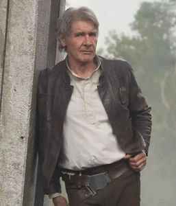 Harrison Ford Han Solo Leather Jacket Star Wars The Force Awakens Men Brown Coat - Picture 1 of 4