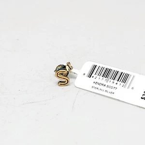 Kendra Scott Initiale S Buchstabe Mini Ohrstecker Gold Vermeil Sterlingsilber Neu mit Etikett - Bild 1 von 2