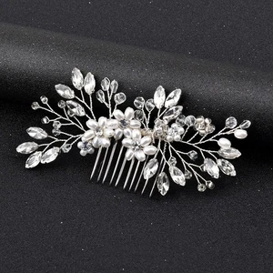 Haarschmuck Strass Braut Haarnadeln Hochzeits haarkämme Perle Kristall Tiara - Picture 1 of 7