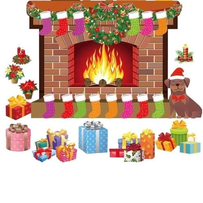 Nuevas calcomanías de chimenea de vacaciones de Navidad tablón de anuncios decoración de temporada festiva  Foto 1 de 3