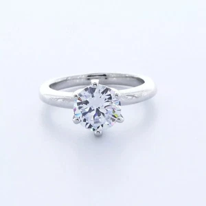 14K Gold Solitaire Engagement Ring Classic 1.71 CT Round Lab-Grown Diamond G VS1 - Picture 1 of 8