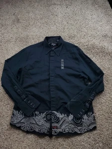 Vintage Fender Custom Shop Shirt Mens XL Black Embroidered Waves Guitar Samurai - Picture 1 of 15