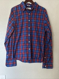 Abercrombie & Fitch Button Down Hemd Herren XL blau rot kariert Muscle Fit - Bild 1 von 15