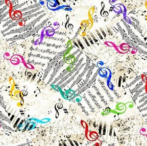 Timeless Treasures Jazz Fusion Piano Music Notes Cotton Quilt Fabric by the Yard - Picture 1 of 1