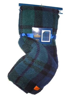 Pendleton Home Sherpa to Fleece reversible Blanket throw - Green & Navy plaid  - Image 1 of 4