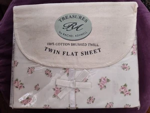 Vintage Treasures by Rachel Ashwell Rosebud twin flat 100% cotton Twill New - Picture 1 of 4