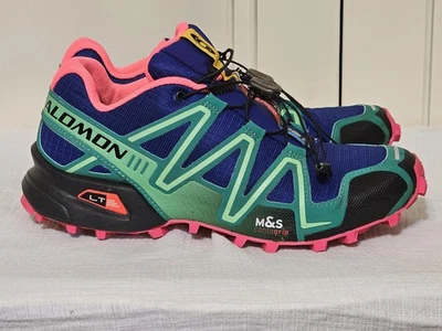 Salomon Speed Cross 3 Pink Blue Green Trail Running Womens 8 - Image 1 of 4