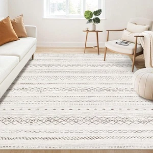 Großer Wohnzimmer Vorleger 5x7: Weich Maschinenwaschbar Boho Marokkanisch Landhaus... - Bild 1 von 9