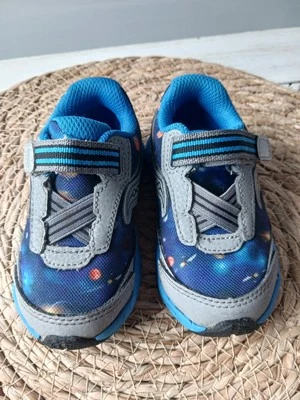 Saucony Ride 6M Toddler Sneaker Grey Blue Space Galaxy Planets EUC - Imagem 1 de 4