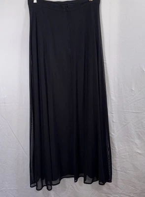 Tadashi Shoji VTG Black Sheer Layer Chiffon  Whimsy Goth Romantic Maxi Skirt 12 - Image 1 of 4