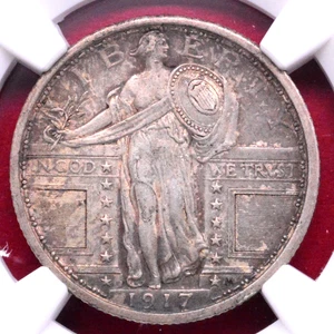 NGC AU! 1917 TYPE 1 STANDING LIBERTY QUARTER - Picture 1 of 3