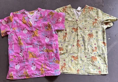 Disney BAMBI Scrub Top 4 Pocket, Scooby-doo Scrub Top Bundle Size M Nurse Scrub - Image 1 of 3