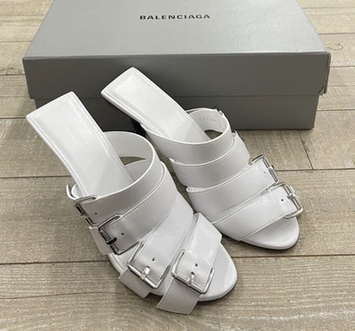 Nueva Sandalia BALENCIAGA Brillante Piel de Oveja Hebilla K 80mm Tacón Talla: 36.5 (US 6.5) Foto 1 de 4