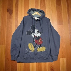 Disney Parks Mickey Mouse Men's XL Gray Zip-Up Hoodie Jacket Hanes - Picture 1 of 14