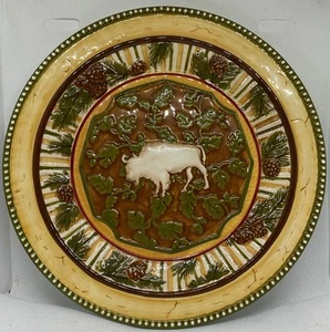 Plato de búfalo blanco conos de pino rancho decoración de cabaña rústica - Imagen 1 de 5
