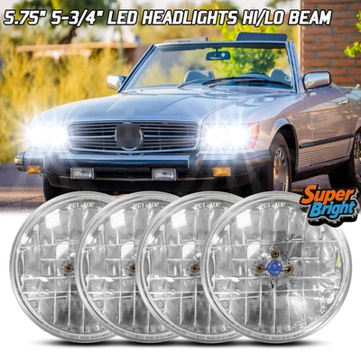 For Mercedes-Benz 380SL 450SL 560SL 4PCS 5.75" Round LED Headlights Hi-Lo Beam + - Image 1 of 4