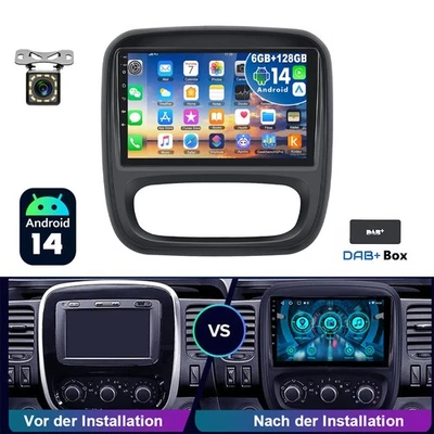 9"Carplay Autoradio Android 14 GPS NAVI RDS DAB Für Opel Vivaro B Renault Trafic - Bild 1 von 4