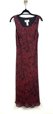 Vestido maxi slip vintage anos 90 Y2K 10P vermelho preto floral capricho fada grunge - Imagem 1 de 4