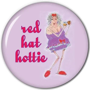 GELDBÖRSE SPIEGEL MIT ORGANZABEUTEL ROTER HUT DAMEN KUNST "RED HAT HOTTIE" 3 ZOLL - Bild 1 von 3