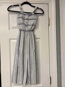 P.S by Areopostale Girls Sz 5 Blue/White Linen Style Jumper NWOT. Casual - Picture 1 of 6