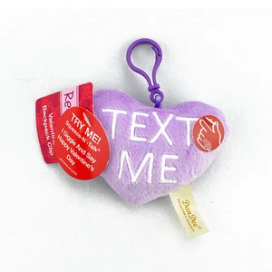 Valentine Rucksack Clip Text Me Squeeze-N-Talk Herz Plüsch Kissen Lavendel Neu mit Etikett - Bild 1 von 5